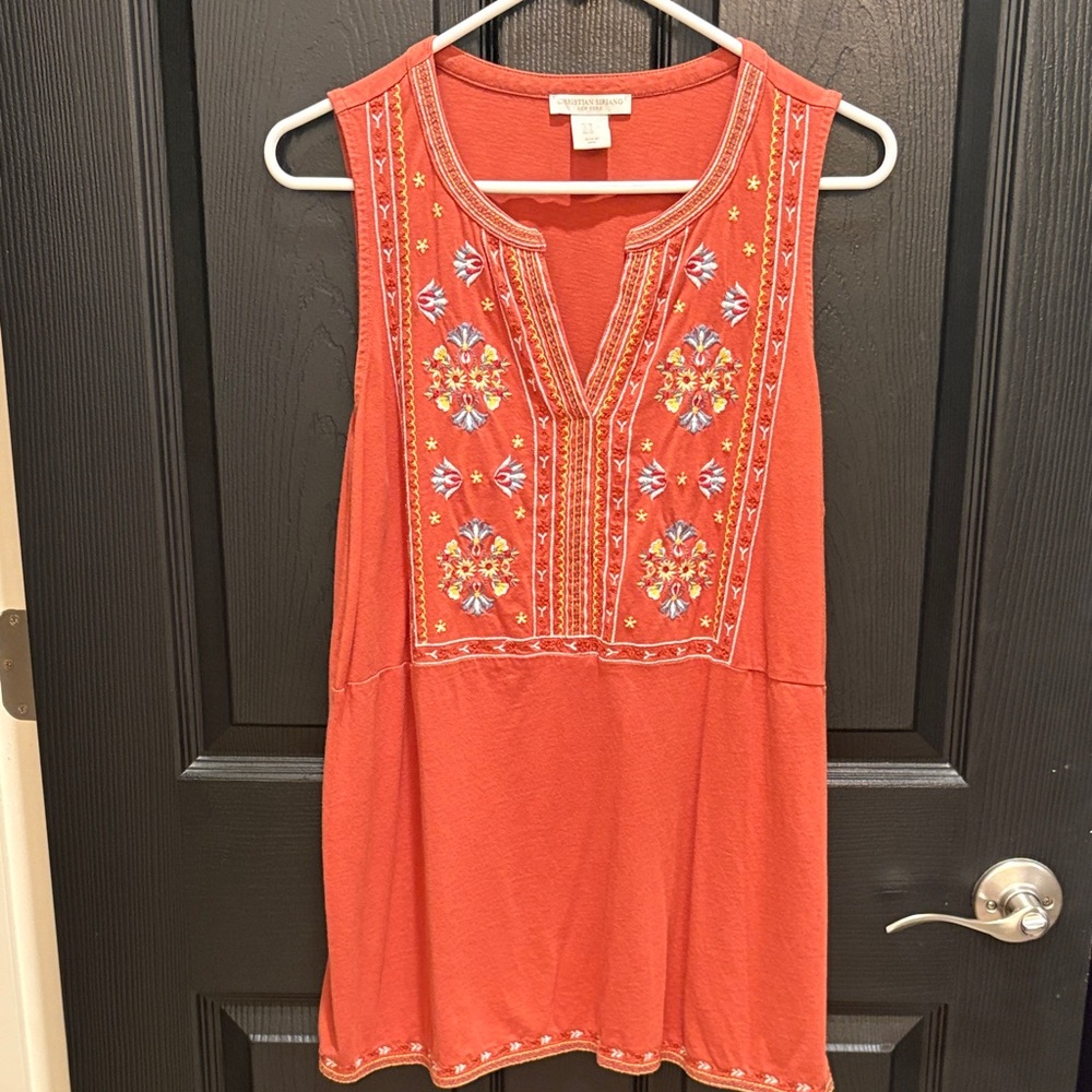 Christian Siriano Floral Embroidered Sleeveless Blouse - Orange